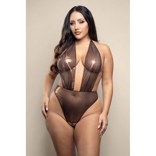 Crotchless Pearl Plunge Teddy