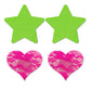 Fashion Pasties Set- Neon Green Solid Star and Neon Pink Lace Heart